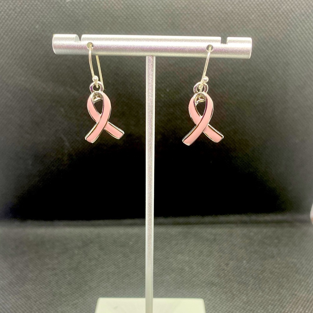 🔴 Breast Cancer Awareness Pink Ribbon Earrings